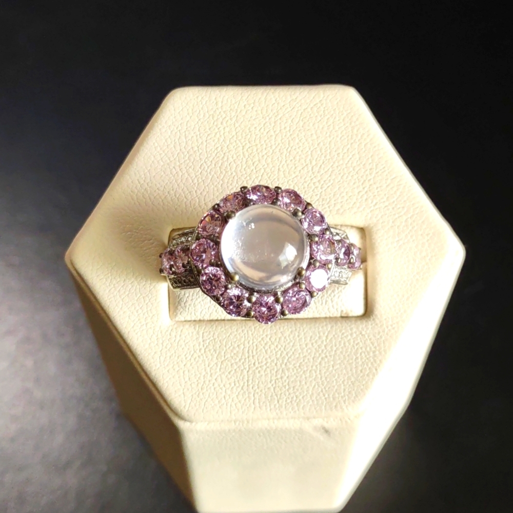 Karis Sterling Silver Moonstone/Rose Sapphire l Ring